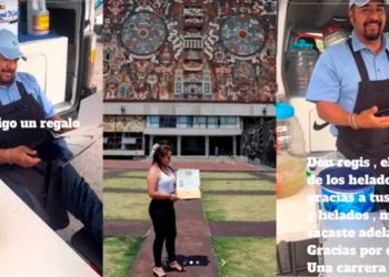 Joven sorprende a su padre que vendía en la calle quien termina llorando al saber que se graduó