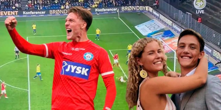 La reacción de la novia de Oliver Sonne al ver que marcó un golazo de chalaca