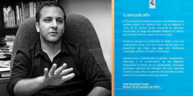 Sporting Cristal confirma la renuncia de Daniel Graña tras polémicas declaraciones