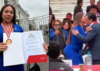 Waldemar Cerrón entrega reconocimiento a Dayanita en el Congreso por su aporte al arte y la cultura peruana